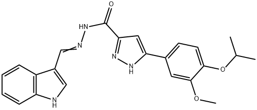(E)-N-((1H-indol-3-yl)methylene)-3-(4-isopropoxy-3-methoxyphenyl)-1H-pyrazole-5-carbohydrazide 结构式