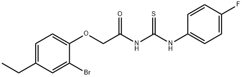 2-(2-bromo-4-ethylphenoxy)-N-{[(4-fluorophenyl)amino]carbonothioyl}acetamide 结构式