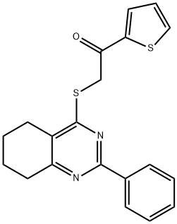 2-((2-phenyl-5,6,7,8-tetrahydroquinazolin-4-yl)thio)-1-(thiophen-2-yl)ethan-1-one 结构式