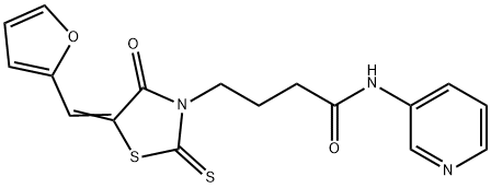 (E)-4-(5-(furan-2-ylmethylene)-4-oxo-2-thioxothiazolidin-3-yl)-N-(pyridin-3-yl)butanamide 结构式