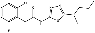 2-(2-chloro-6-fluorophenyl)-N-[5-(pentan-2-yl)-1,3,4-thiadiazol-2-yl]acetamide 结构式