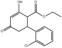 2-Cyclohexene-1-carboxylic acid, 6-(2-chlorophenyl)-2-hydroxy-4-oxo-, ethyl ester 结构式