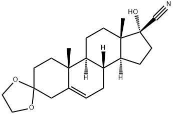 (8R,9S,10R,13S,14S,17R)-17-hydroxy-10,13-dimethyl-1,2,4,7,8,9,10,11,12,13,14,15,16,17-tetradecahydrospiro[cyclopenta[a]phenanthrene-3,2'-[1,3]dioxolane]-17-carbonitrile 结构式