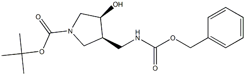 1-Pyrrolidinecarboxylic acid, 3-hydroxy-4-[[[(phenylmethoxy)carbonyl]amino]methyl]-, 1,1-dimethylethyl ester, (3S,4S)- 结构式