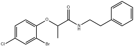 2-(2-bromo-4-chlorophenoxy)-N-(2-phenylethyl)propanamide 结构式