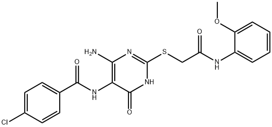 N-[6-amino-2-[2-(2-methoxyanilino)-2-oxoethyl]sulfanyl-4-oxo-1H-pyrimidin-5-yl]-4-chlorobenzamide 结构式