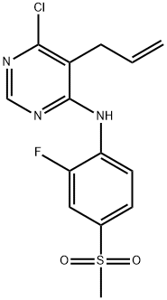 5-烯丙基-6-氯-N-(2-氟-4-(甲基磺酰基)苯基)嘧啶-4-胺 结构式