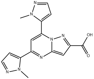 5,7-双(1-甲基-1H-吡唑-5-基)吡唑并[1,5-A]嘧啶-2-羧酸 结构式