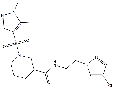 N-[2-(4-chloropyrazol-1-yl)ethyl]-1-(1,5-dimethylpyrazol-4-yl)sulfonylpiperidine-3-carboxamide 结构式