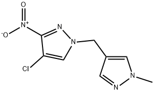 4-氯-1-((1-甲基-1H-吡唑-4-基)甲基)-3-硝基-1H-吡唑 结构式