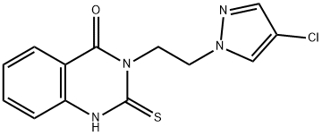 3-(2-(4-氯-1H-吡唑-1-基)乙基)-2-硫代-2,3-二氢喹唑啉-4(1H)-酮 结构式