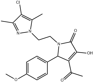 3-acetyl-1-[2-(4-chloro-3,5-dimethylpyrazol-1-yl)ethyl]-4-hydroxy-2-(4-methoxyphenyl)-2H-pyrrol-5-one 结构式