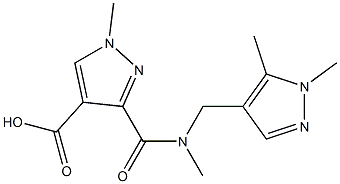 3-(((1,5-二甲基-1H-吡唑-4-基)甲基)(甲基)氨基甲酰基)-1-甲基-1H-吡唑-4-羧酸 结构式