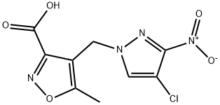 4-[(4-氯-3-硝基-1H-吡唑-1-基)甲基]-5-甲基-1,2-噁唑-3-羧酸 结构式