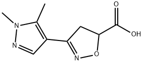 3-(1,5-二甲基-1H-吡唑-4-基)-4,5-二氢-1,2-噁唑-5-羧酸 结构式