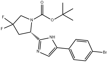 (S)-2-(5-(4-溴苯基)-1H-咪唑-2-基)-4,4-二氟吡咯烷-1-羧酸叔丁酯 结构式