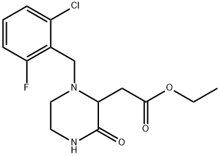 ethyl [1-(2-chloro-6-fluorobenzyl)-3-oxo-2-piperazinyl]acetate 结构式