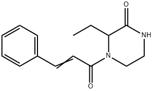 3-ethyl-4-[(E)-3-phenylprop-2-enoyl]piperazin-2-one 结构式