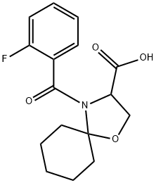 4-(2-fluorobenzoyl)-1-oxa-4-azaspiro[4.5]decane-3-carboxylic acid 结构式
