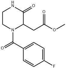 methyl [1-(4-fluorobenzoyl)-3-oxo-2-piperazinyl]acetate 结构式