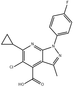 5-氯-6-环丙基-1-(4-氟苯基)-3-甲基-1H-吡唑并[3,4-B]吡啶-4-羧酸 结构式