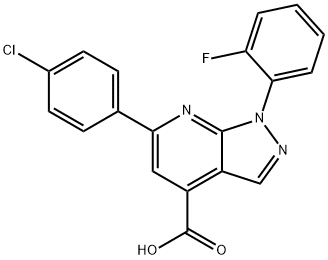 6-(4-Chlorophenyl)-1-(2-fluorophenyl)pyrazolo[3,4-b]pyridine-4-carboxylic acid 结构式