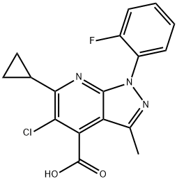5-氯-6-环丙基-1-(2-氟苯基)-3-甲基-1H-吡唑并[3,4-B]吡啶-4-羧酸 结构式