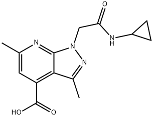 1-[2-(Cyclopropylamino)-2-oxoethyl]-3,6-dimethyl-1H-pyrazolo[3,4-b]pyridine-4-carboxylic acid 结构式