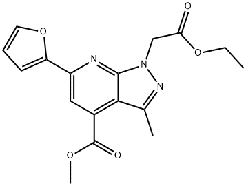 methyl 1-(2-ethoxy-2-oxoethyl)-6-(2-furyl)-3-methyl-1H-pyrazolo[3,4-b]pyridine-4-carboxylate 结构式