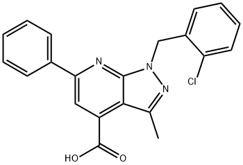 1-(2-Chlorobenzyl)-3-methyl-6-phenyl-1H-pyrazolo[3,4-b]pyridine-4-carboxylic acid 结构式