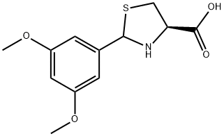 (4R)-2-(3,5-二甲氧基苯基)噻唑烷-4-羧酸 结构式