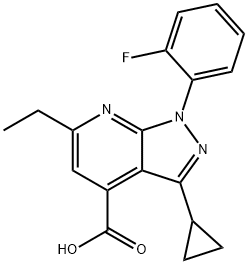 3-环丙基-6-乙基-1-(2-氟苯基)-1H-吡唑并[3,4-B]吡啶-4-羧酸 结构式