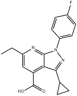 3-Cyclopropyl-6-ethyl-1-(4-fluorophenyl)pyrazolo[3,4-b]pyridine-4-carboxylic acid 结构式