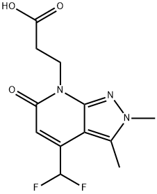 3-[4-(Difluoromethyl)-2,3-dimethyl-6-oxo-2,6-dihydro-7H-pyrazolo[3,4-b]pyridin-7-yl]propanoic acid 结构式