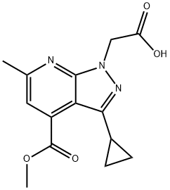 2-[3-环丙基-4-(甲氧基羰基)-6-甲基-1H-吡唑并[3,4-B]吡啶-1-基]乙酸 结构式