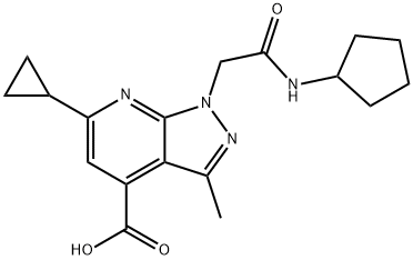 1-[2-(Cyclopentylamino)-2-oxoethyl]-6-cyclopropyl-3-methyl-1H-pyrazolo[3,4-b]pyridine-4-carboxylic acid 结构式