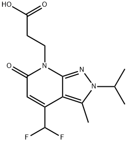 3-[4-(Difluoromethyl)-2-isopropyl-3-methyl-6-oxo-2,6-dihydro-7H-pyrazolo[3,4-b]pyridin-7-yl]propanoic acid 结构式