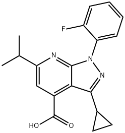 3-cyclopropyl-1-(2-fluorophenyl)-6-isopropyl-1H-pyrazolo[3,4-b]pyridine-4-carboxylic acid