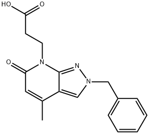 3-(2-Benzyl-4-methyl-6-oxo-2,6-dihydro-7H-pyrazolo[3,4-b]pyridin-7-yl)propanoic acid 结构式