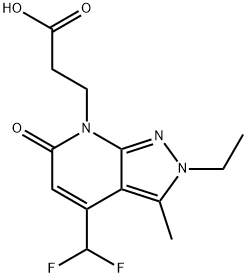 3-[4-(二氟甲基)-2-乙基-3-甲基-6-氧代-2H,6H,7H-吡唑并[3,4-B]吡啶-7-基]丙酸 结构式