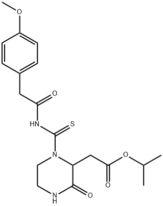 isopropyl [1-({[(4-methoxyphenyl)acetyl]amino}carbonothioyl)-3-oxo-2-piperazinyl]acetate 结构式