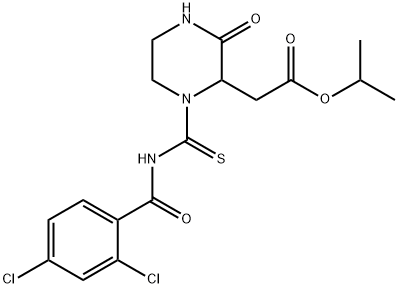 propan-2-yl 2-[1-[(2,4-dichlorobenzoyl)carbamothioyl]-3-oxopiperazin-2-yl]acetate 结构式