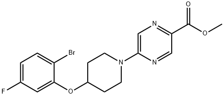 methyl 5-(4-(2-bromo-5-fluorophenoxy)piperidin-1-yl)pyrazine-2-carboxylate 结构式