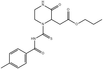 propyl (1-{[(4-methylbenzoyl)amino]carbonothioyl}-3-oxo-2-piperazinyl)acetate 结构式