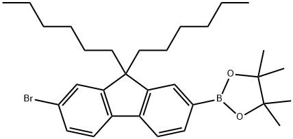 9,9-二己基芴-7-溴-2-硼酸频哪醇酯 结构式