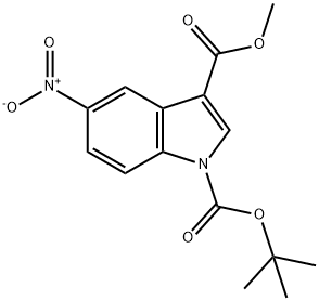 1-(1,1-二甲基乙基)3-甲基5-硝基-1H-吲哚-1,3-二羧酸酯 结构式
