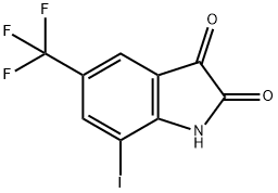 7-IODO-5-(TRIFLUOROMETHYL)INDOLINE-2,3-DIONE 结构式