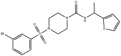 4-((3-bromophenyl)sulfonyl)-N-(1-(thiophen-2-yl)ethyl)piperazine-1-carboxamide 结构式