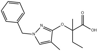 2-((1-苄基-4-甲基-1H-吡唑-3-基)氧基)-2-甲基丁酸 结构式