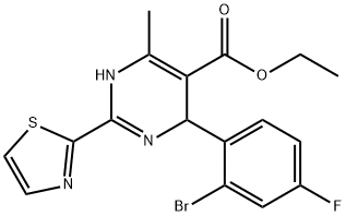 4-(2-溴-4-氟苯基)-6-甲基-2-(2-噻唑基)-1,4-二氢嘧啶-5-甲酸乙酯 结构式